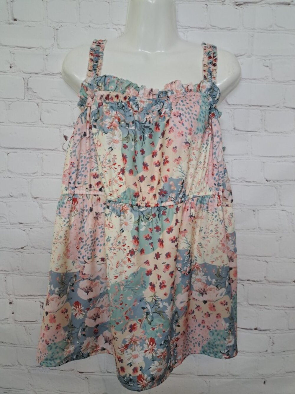Grace & Lace Floral Feminine Boho Chiffon Tank Top Size Large